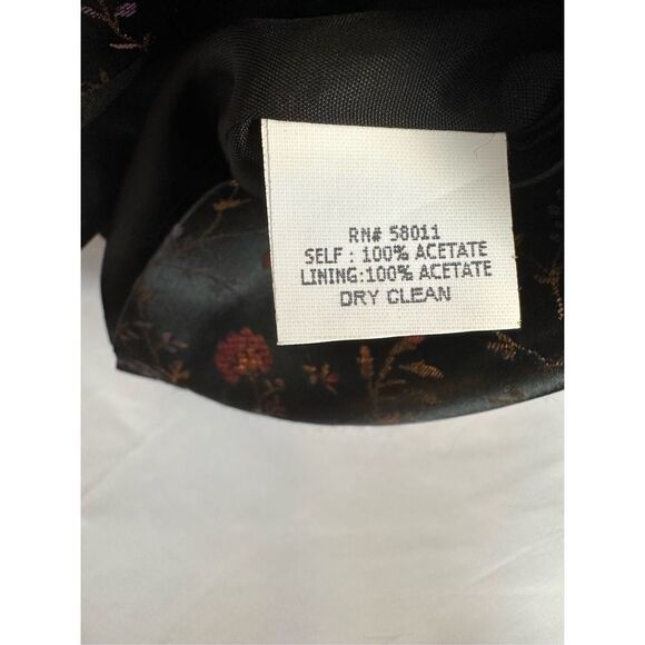 David Meister Dress Asian-Inspired Black Embroidered Floral Frog Closure 12 - Picture 5 of 10